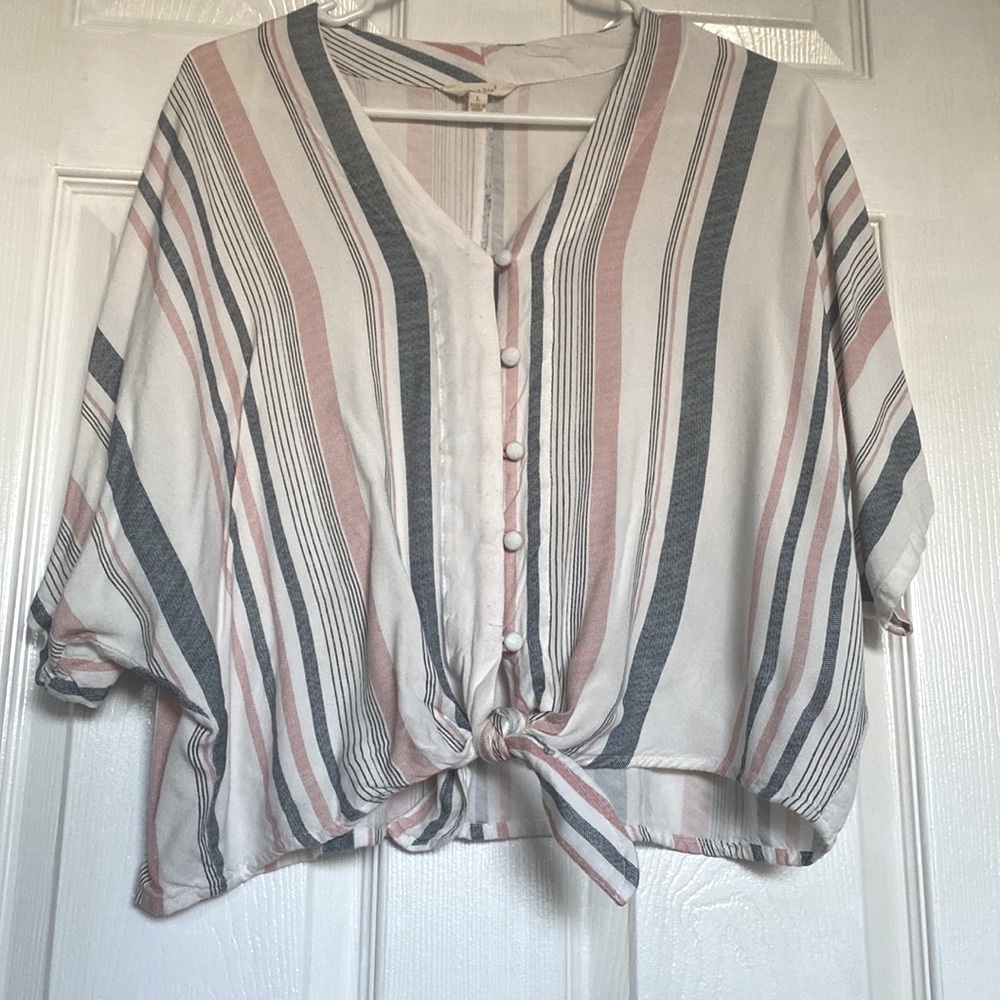 Sim & Sam Women’s Striped Cropped Blouse Size L